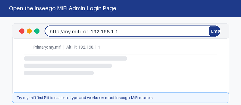 Inseego router login page open in a web browser